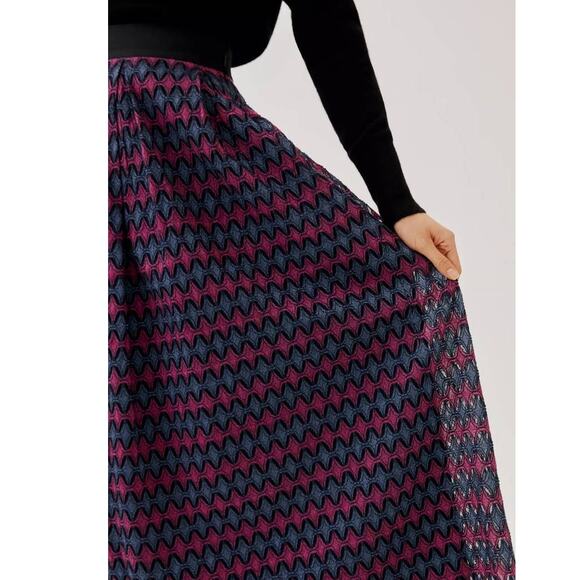 New Anthropologie Let Me Be Textured Geo Maxi Skirt $160 SMALL Purple Motif - Picture 4 of 4